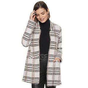 Plaid Print Sweater Coat